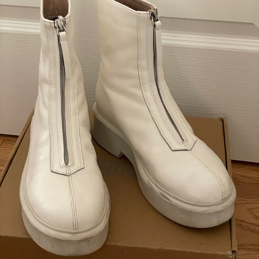White Women's Ankle Boots Faux Fur Lined